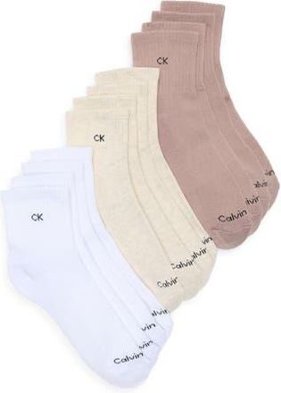 Calvin Klein 6-Pack Quarter Socks in Beige Assorted at Nordstrom Rack