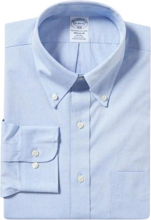Brooks Brothers Regular Fit Non-Iron Katoenen Overhemd met Button-Down Kraag - Heren - Zakelijke Overhemden - Blauw - XS - Katoen - Overhemden