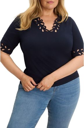 Nic+Zoe Rococo Edge Knit Shirt in Dark Indigo at Nordstrom, Size 2 X