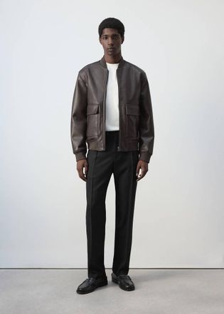 Mango Giubbotto bomber similpelle marrone - Uomo - XXL - MANGO MAN