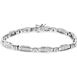 House of Brilliance 14K White Gold 2.0 Cttw Princess and Round Diamond Bar and Link Bracelet at Nordstrom