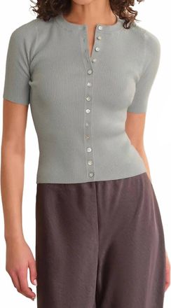 525 america Georgie Elbow Sleeve Button Down Cardigan In Grey Pearl