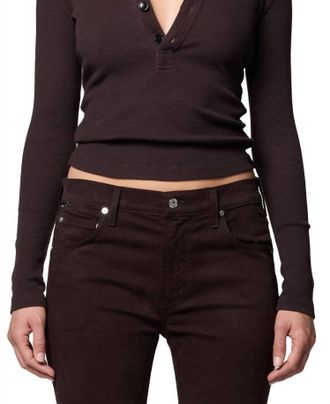Citizens Of Humanity Long Sleeve 60s Polo In Chocolate