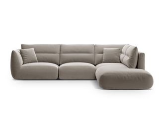 CXL by Christian Lacroix Sof&aacute; esquinero derecho 7 plazas de terciopelo cemento