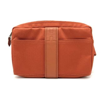 Herm&egrave;s Acapulco Orange Toile Chevron Leather Fanny Pack Pochette (Pre-Owned)