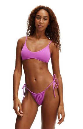 Cotton On Womens Thin Strap Gathered Brazilian Bikini Bottom in Rosebud Crepe at Nordstrom, Size X-Small