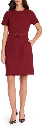 Tahari by ASL Metallic Bouclé Sheath Dress in Wine at Nordstrom, Size 10P