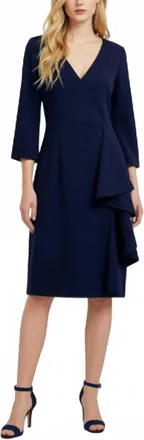 Eliza J V-Neck Midi Dress In Navy