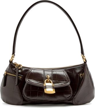 Chlo&eacute; The 99 Crocodile-effect Leather Shoulder bag - Dark Brown - One Size