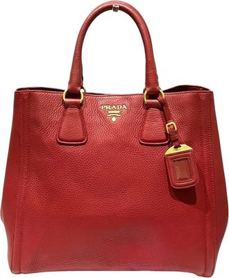 Prada Red Color Leather Tote Bag (Pre-Owned)