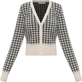 Marni Cardigan met Ruitpatroon - Dames - Vesten - Veelkleurig - L - Wol - Truien & Vesten