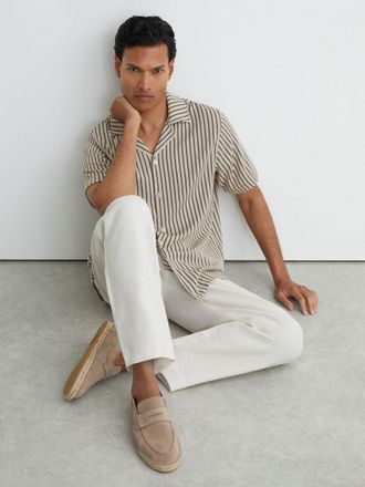 Reiss Stone Suede Penny Loafer Espadrilles, X15