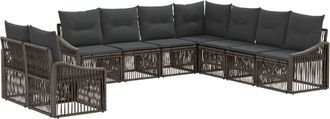 vidaXL Conjunto De Sof&aacute;s De Jard&iacute;n 9 Uds. Gris Rat&aacute;n Sint&eacute;tico Vidaxl