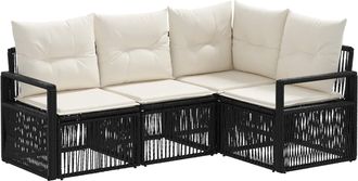 vidaXL Conjunto De Sof&aacute;s De Jard&iacute;n 4 Uds. Negro Rat&aacute;n Sint&eacute;tico Vidaxl