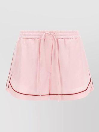 Off-white jacquard satin short shorts
