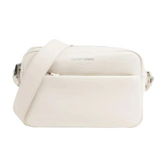 Emporio Armani Cross Body Bags, female, Beige, Size: ONE SIZE Logo-print Leather Shoulder Bag