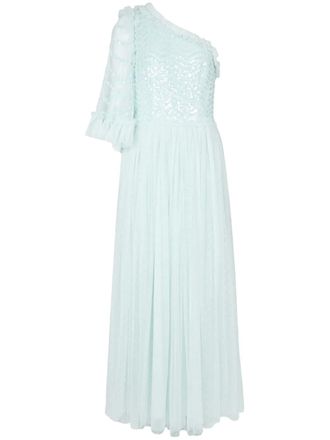 Needle & Thread sequin-embellished one-shoulder dress - Green
