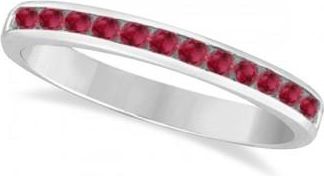 Allurez Ruby Channel-Set Semi-Eternity Ring Band 14k White Gold (0.40ct)