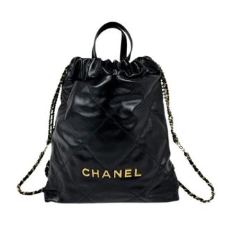 Chanel Pre-owned Vintage Leren Rugzak - Dames - Pre-owned - Zwart - Maat: ONE Size Leer