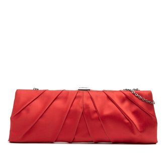 Valentino Pre-owned Womens Satin Clutch With Chain - Red Textile - One Size