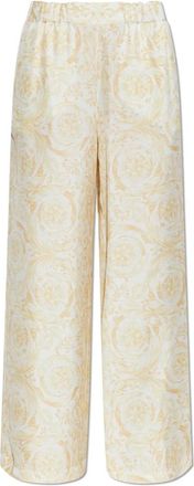 Versace Zijden Broek - Dames - Wijde Broeken - Beige - M - Broeken