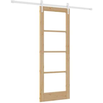 vidaXL Vidaxl - Puerta Deslizante Manual Marr&oacute;n 73.5 X 198.5 Cm Madera Y Metal