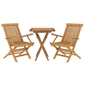 Berkfield Home Beautiful 3 Piece Garden Dining Set Solid Wood Teak in Brown