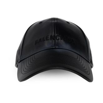 Balenciaga Leren pet met klep - Heren - Accessoires - Zwart - Maat: M Katoen