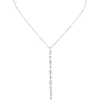 Kenneth Jay Lane Oval Cubic Zirconia Linear Pendant Necklace in Clear/Silver at Nordstrom Rack, Size 16