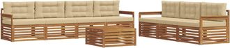 vidaXL Conjunto De Sof&aacute;s De Exterior 8 Uds. Natural Y Beige Vidaxl