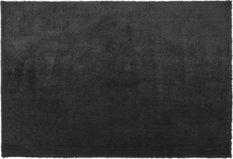Beliani Beliani - Alfombra Negra 140 X 200 Cm Poli&eacute;ster Hecho A Mano Pelo Largo Evren