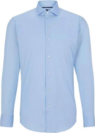 HUGO BOSS Slim Fit Jersey Shirt P-HANK-s-kent - Heren - Zakelijke Overhemden - Blauw - 2XL - Leer - Overhemden