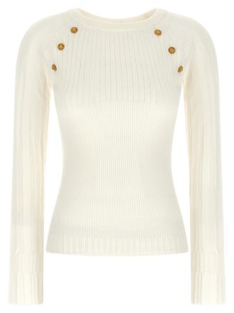 Balmain White 3 buttons sweater