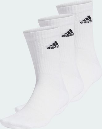 adidas Mens Adidas Cushion Crew Socks White 3 Pack - White/White - Size: 6.5/7/8/7.5