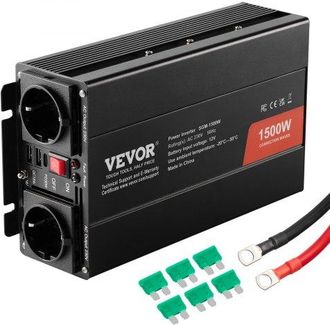 OEM Modifizierter Sinus-wechselrichter, 1500 W Dc 12 V Ac 230 V Wechselrichter Mit 2 Ac-steckdosen 2 Usb-anschl&uuml;ssen 1 Typ-c-anschluss 6 Ersatzsicherungen