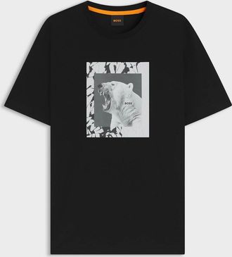 HUGO BOSS Mens BOSS Orange Te lupo Mens Polar Bear Graphic T-Shirt - Black 001 - Size: 40