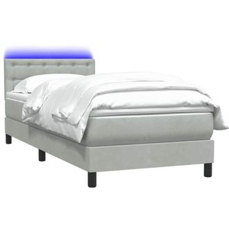 vidaXL Cama Box Spring Con Colch&oacute;n Terciopelo Gris Claro 80x210 Cm Vidaxl