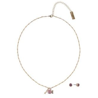 Hallmark Gold Tone Nana Rose Pendant Necklace and Earring Set in Pink-Gold at Nordstrom