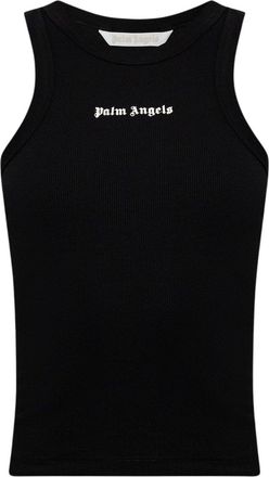 Palm Angels Ribbed Black Cotton Blend Tank Top