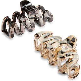 Tasha Assorted 2-Pack Squiggly Jaw Clips in Black Tortoise at Nordstrom