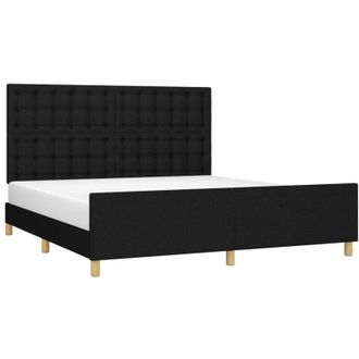 vidaXL Estructura De Cama Con Cabecero De Tela Negro 180x200 Cm Vidaxl
