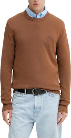 Tommy Jeans Slim Essential Sweater - Heren - Ronde hals truien - Bruin - M - Katoen - Truien & Vesten
