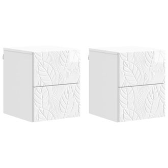 vidaXL Mesita De Noche De Pared 2 Pcs Blanco Brillante Vidaxl