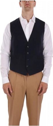 HUGO BOSS Slim Fit Vest - Heren - Gillet - Blauw - 3XL - Wol - Kostuums
