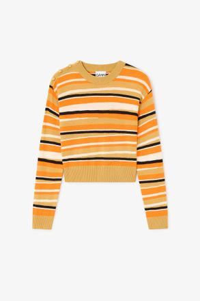Ganni Orange Striped Cashmere Jumper - Size XXS