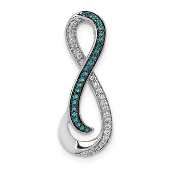 Diamond2Deal 14k White Gold 1/5 carat White and Blue Diamond Infinity Chain Slide