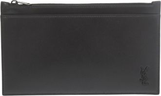 Saint Laurent Black Leather Clutch Bag Pouch (Pre-Owned)