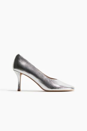 H&M Pumps aus Leder - Silberfarben