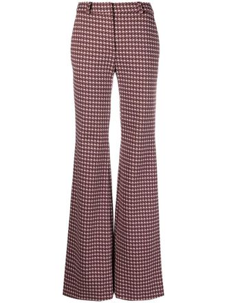 Moschino graphic-print flared trousers - women - Spandex/Elastane/Acetate/Cupro/Polyamide - 40 - Pink