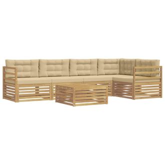 vidaXL Conjunto De Sof&aacute;s De Exterior Con Coj&iacute;n 6 Pcs Y Beige Poli&eacute;ster Vidaxl